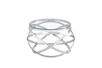 TABLE BASSE EVOL CHROME TRANSPARENT 60 CM