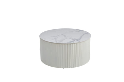 TABLE BASSE VALMY PIEDS BEIGE PLATEAU CERAMIQUE MARBRE BLANC 90X45