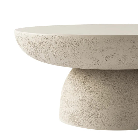 TABLE BASSE GALET FIBRE DE VERRE RENFORCEE EFFET TRAVERTIN MAT