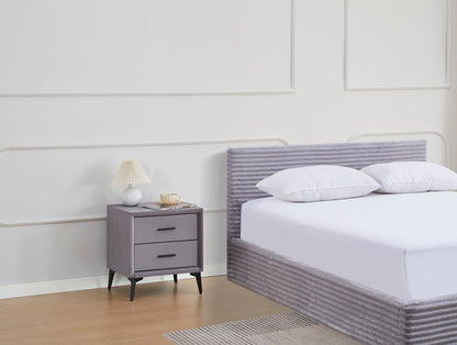 CHEVET NOBEL VELOURS GRIS 38x45x48cm