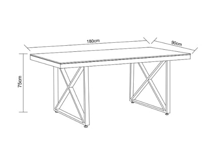 TABLE REPAS LEVANTO METAL NOIR MARBRE BEIGE  180x90x75 cm