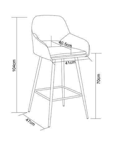 TABOURET DE BAR ATHENA PIED CHROME VELOURS TAUPE