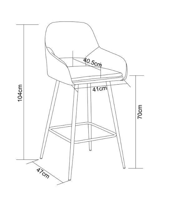 TABOURET DE BAR ATHENA PIED CHROME VELOURS BEIGE