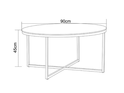 TABLE BASSE LORIE PIED GOLD MARBRE NOIR 90CM