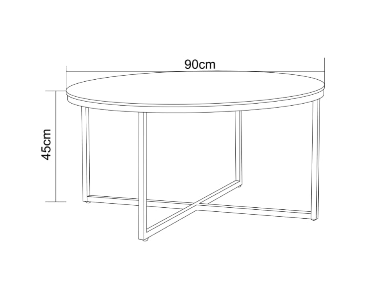TABLE BASSE LORIE PIED METAL NOIR MIROIR 90CM