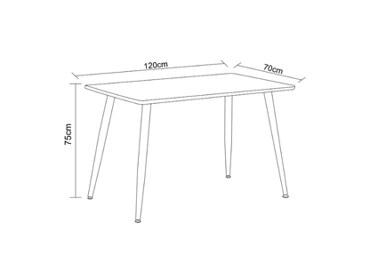 TABLE REPAS AMMO METAL NOIR PLATEAU EN CHENE GRIFFEE 120 x 70 c