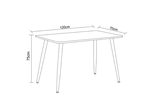 TABLE REPAS AMMO METAL NOIR PLATEAU EN CHENE GRIFFEE 120 x 70 c