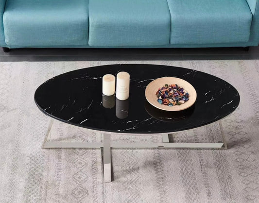 TABLE BASSE GAMMA METAL PIERRE MARBRE 120 x 60 x 45 CM