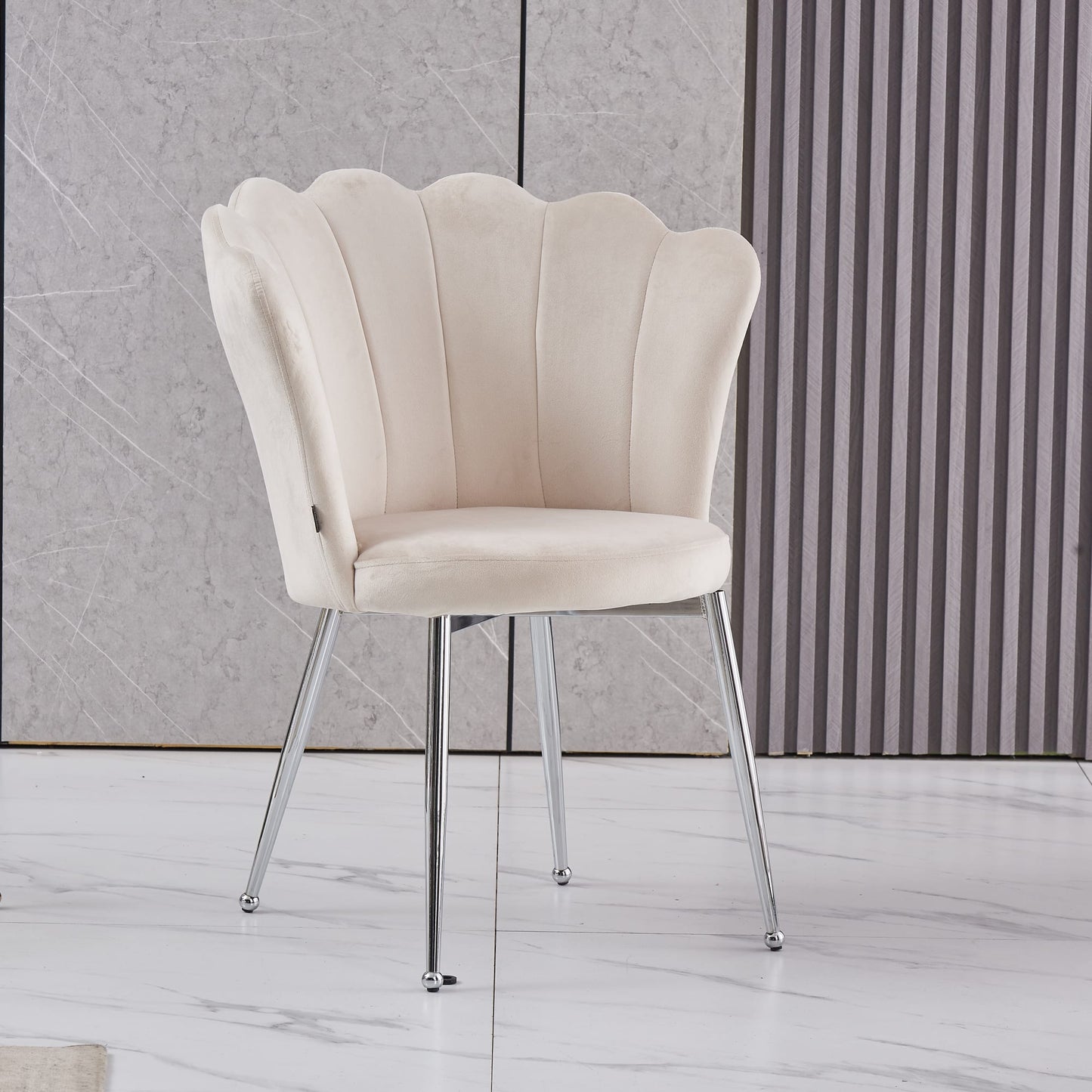 CHAISE NYMPHEA CHROME VELOURS BEIGE