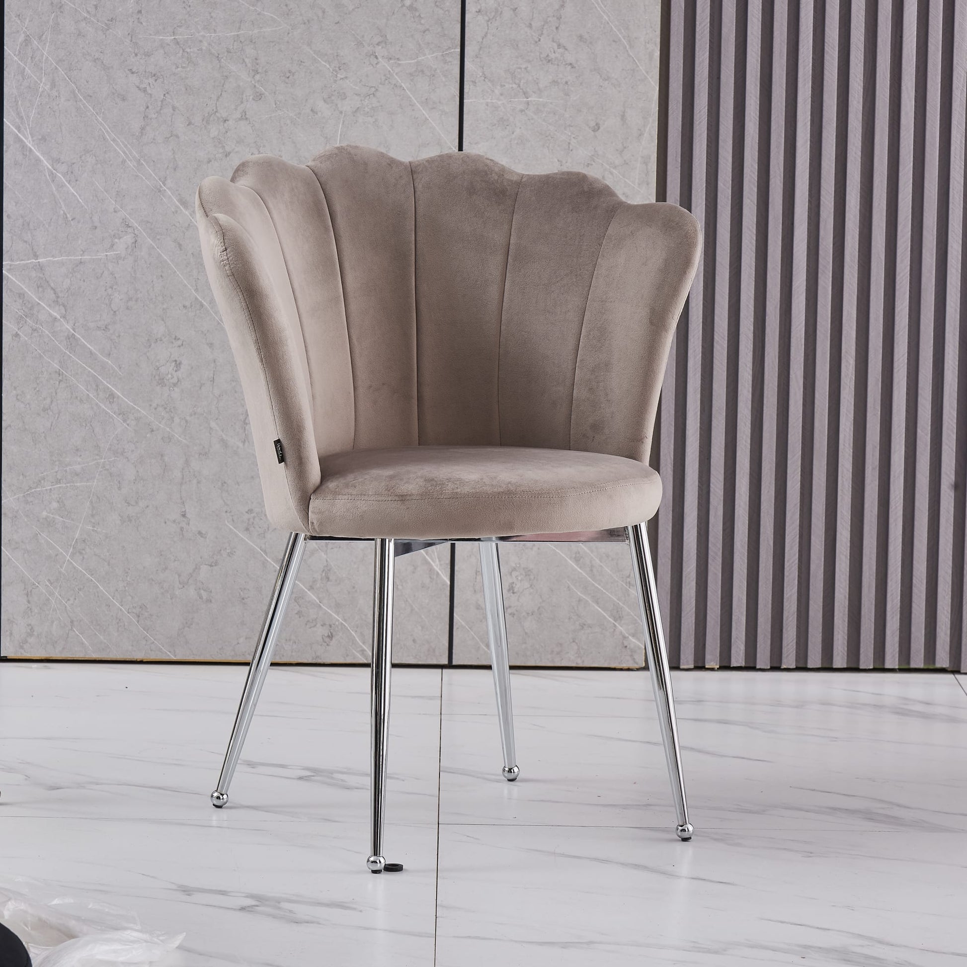 CHAISE NYMPHEA CHROME VELOURS MOKA