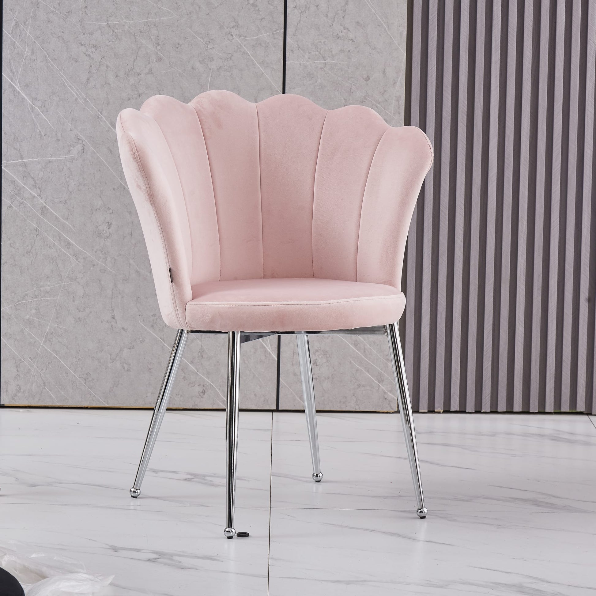 CHAISE NYMPHEA CHROME VELOURS ROSE