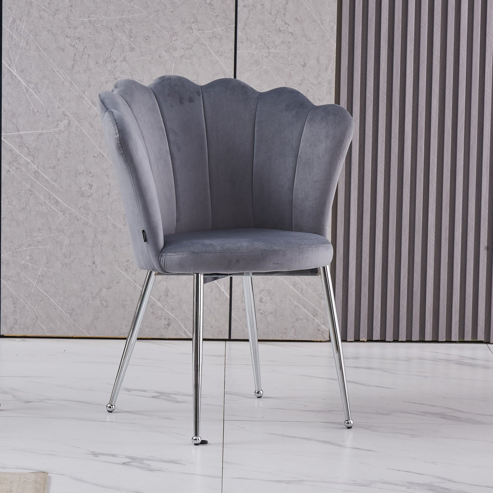 CHAISE NYMPHEA CHROME VELOURS SILVER