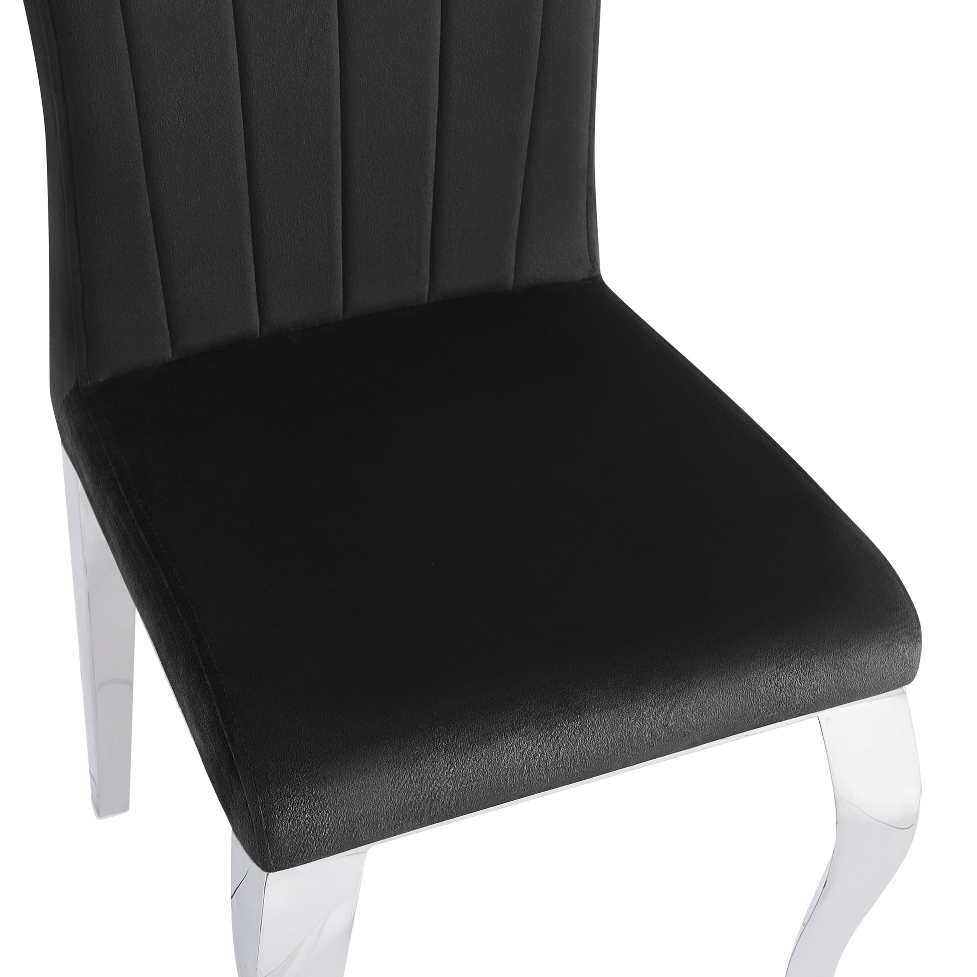 Chaises baroque Louis pied chrome tissu velours noir