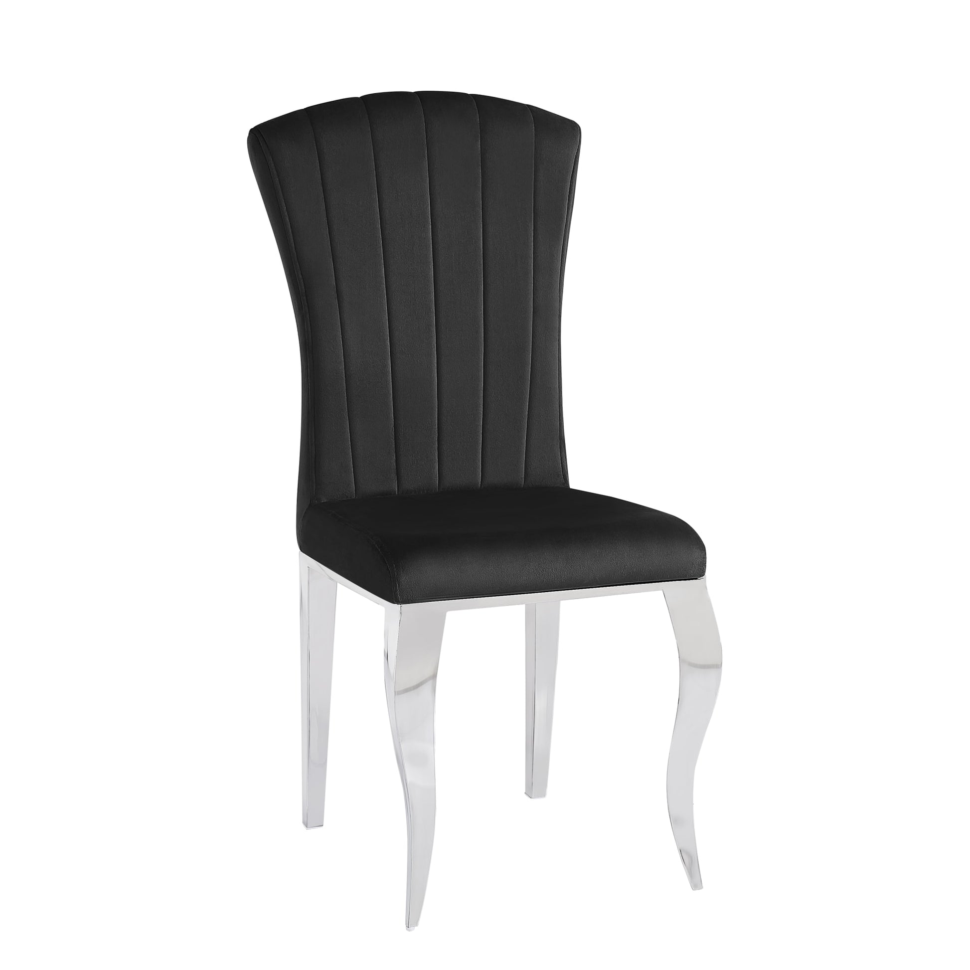 Chaises baroque Louis pied chrome tissu velours noir