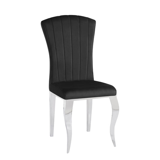 Chaises baroque Louis pied chrome tissu velours noir