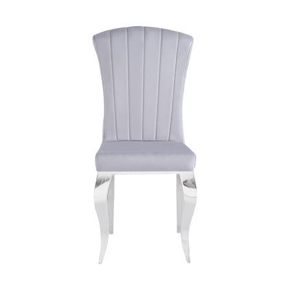 Chaises baroque Louis pied chrome tissu velours gris