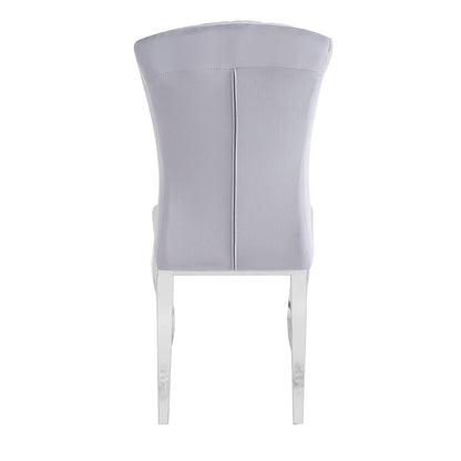 Chaises baroque Louis pied chrome tissu velours gris