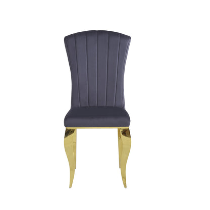 Chaises baroque Louis pied gold tissu velours ardoise gris
