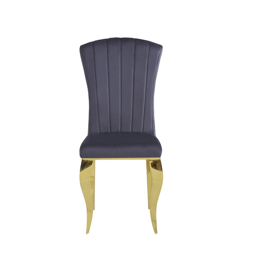 Chaises baroque Louis pied gold tissu velours ardoise gris