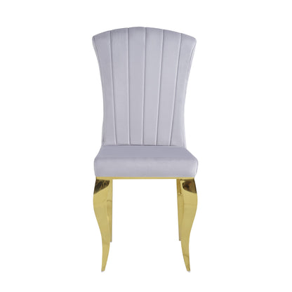 Chaises baroque Louis pied gold tissu velours gris