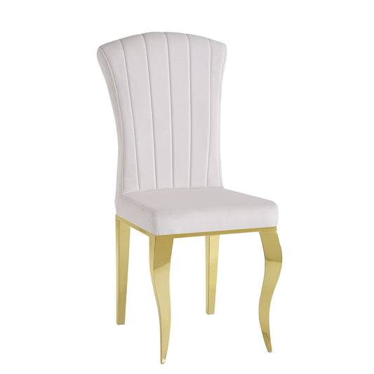 Chaises baroque Louis pied gold tissu velours beige