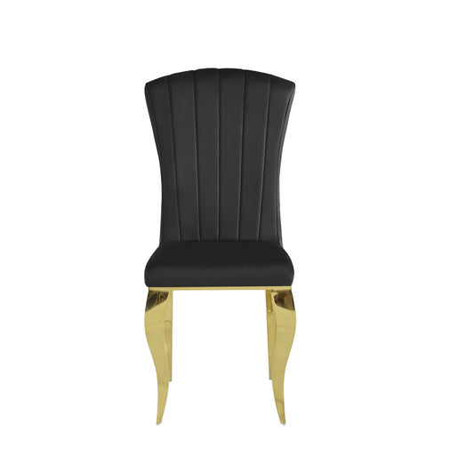 Chaises baroque Louis pied gold tissu velours noir