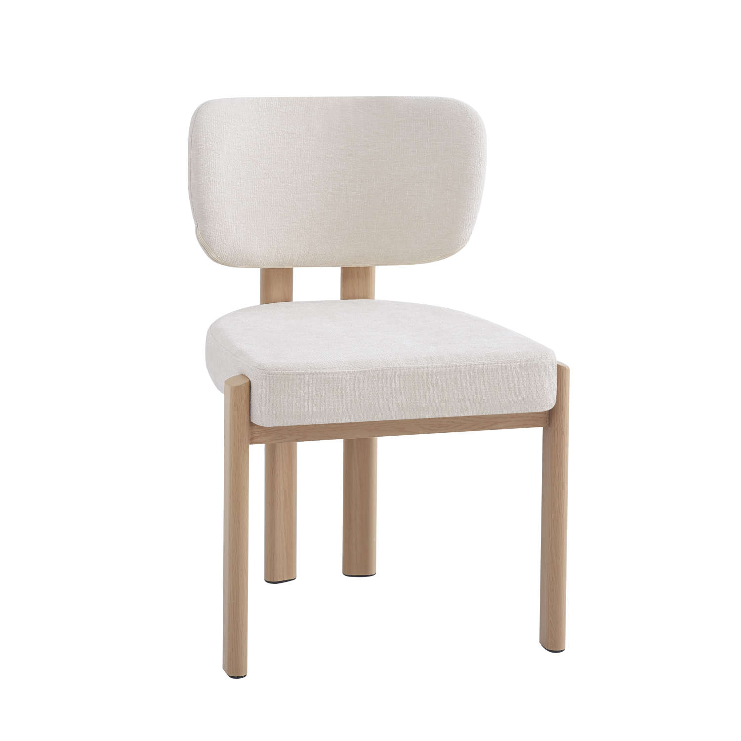 CHAISE BAGUETTE PIED EFFET BOIS SERGE CHENILLE BEIGE