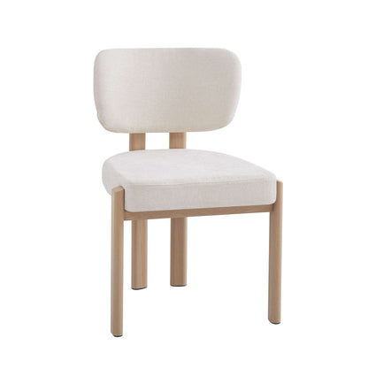 CHAISE BAGUETTE PIED EFFET BOIS SERGE CHENILLE BEIGE