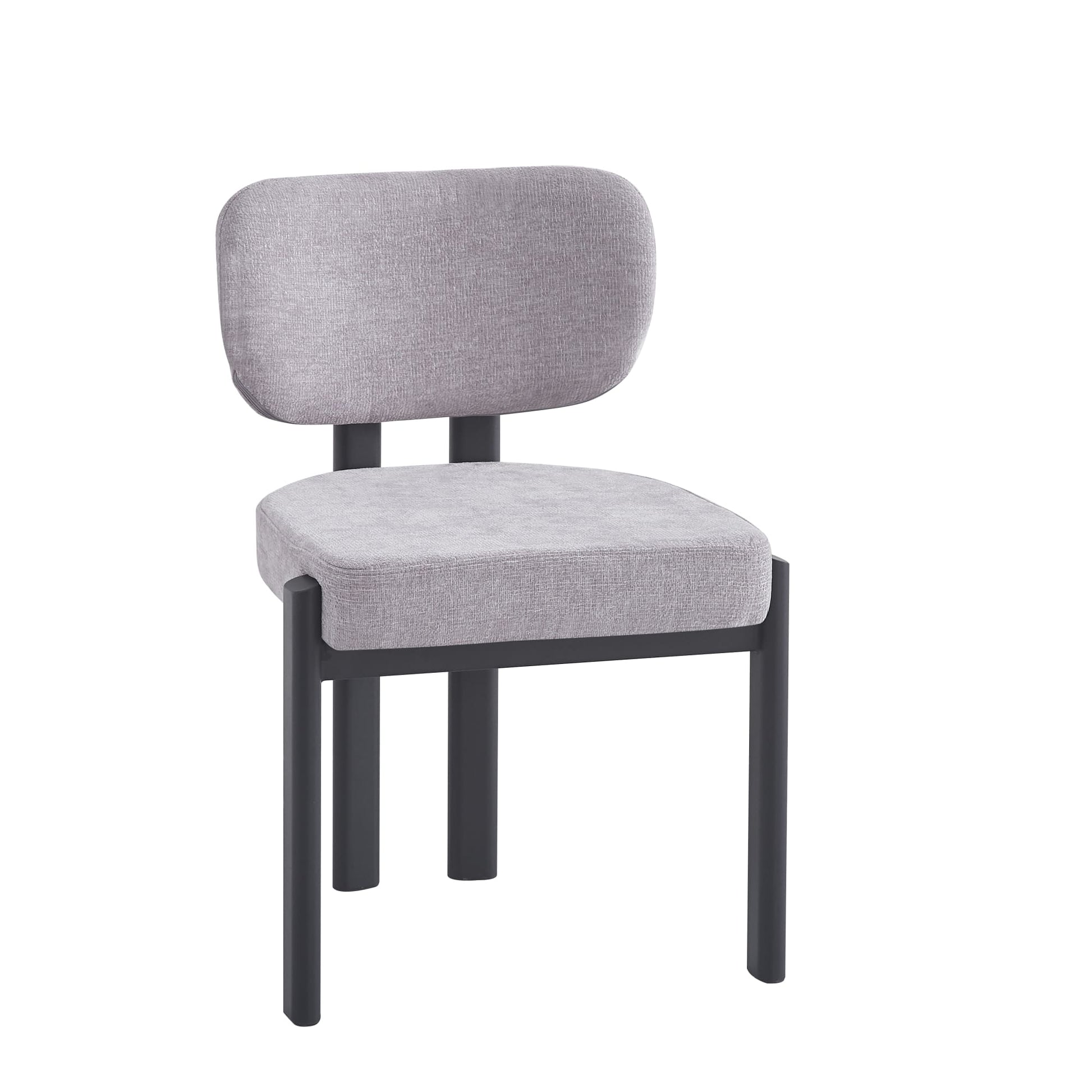 CHAISE  BAGUETTE SERGE PIED METAL NOIR CHENILLE LIGHT GRIS