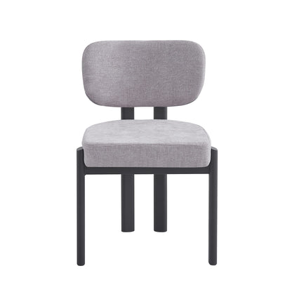 CHAISE  BAGUETTE SERGE PIED METAL NOIR CHENILLE LIGHT GRIS