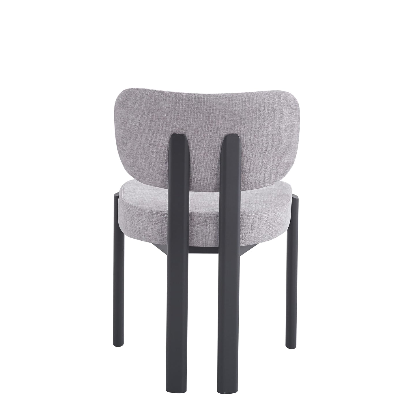 CHAISE  BAGUETTE SERGE PIED METAL NOIR CHENILLE LIGHT GRIS