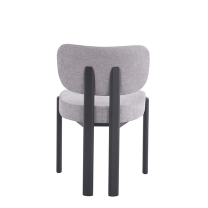 CHAISE  BAGUETTE SERGE PIED METAL NOIR CHENILLE LIGHT GRIS