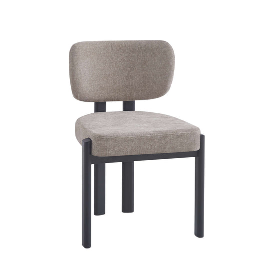 CHAISE  BAGUETTE PIED METAL NOIR  SERGE CHENILLE MOKA
