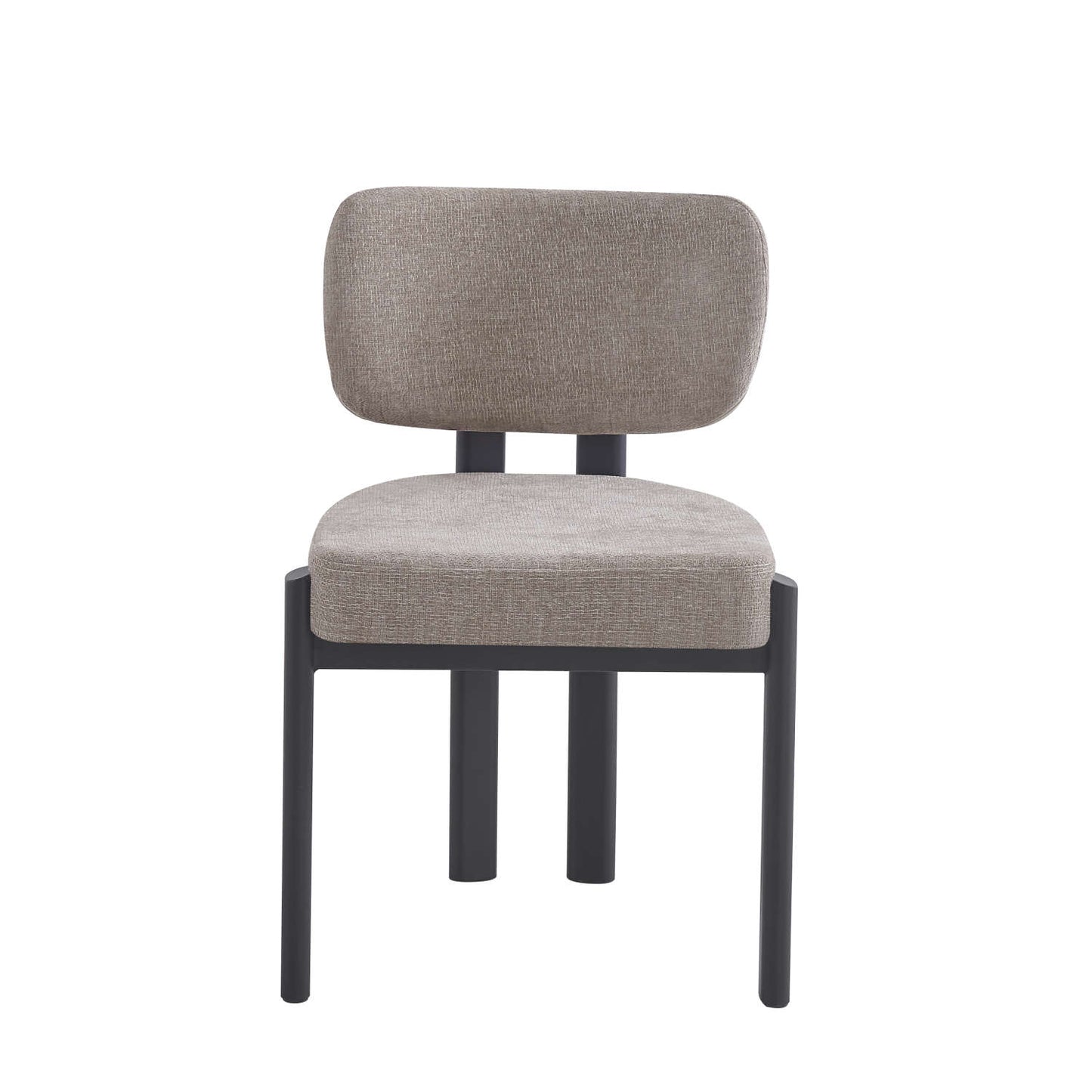 CHAISE  BAGUETTE PIED METAL NOIR  SERGE CHENILLE MOKA