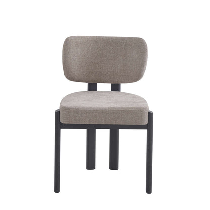 CHAISE  BAGUETTE PIED METAL NOIR  SERGE CHENILLE MOKA