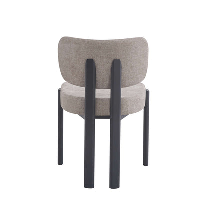CHAISE  BAGUETTE PIED METAL NOIR  SERGE CHENILLE MOKA