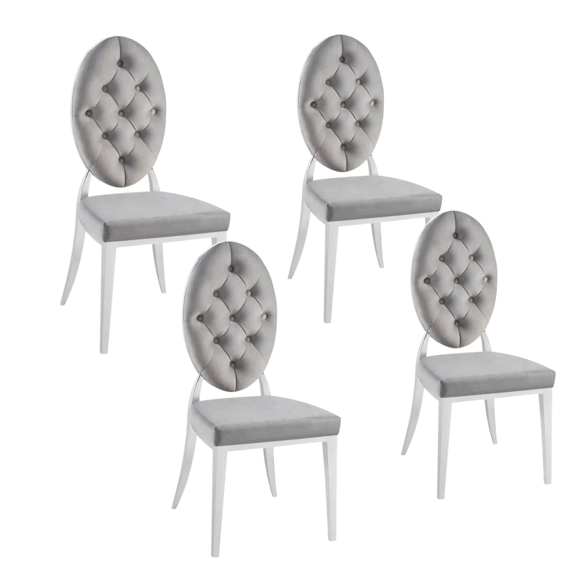 Lot de chaises MEDAILLON capitonnées  chrome et velours