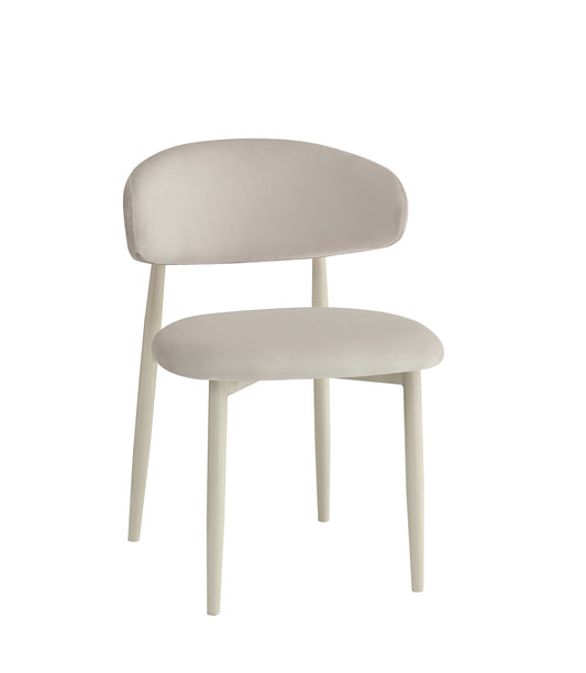 CHAISE LUCILE PIED METAL BEIGE VELOURS BEIGE