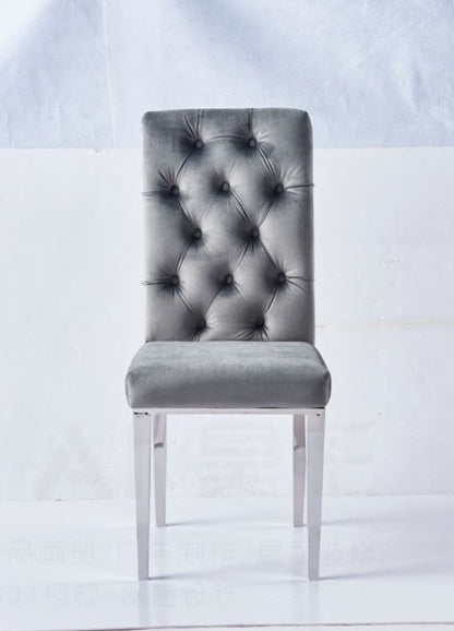CHAISE NEVADA CAPITONNE AVEC BOUTONS CHROME VELOURS ANTHACITE