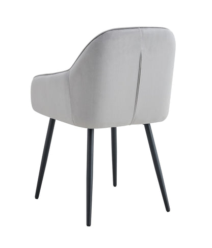 CHAISE PAMS PIEDS CHROME VELOURS GRIS