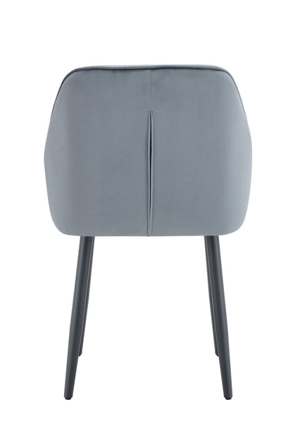 CHAISE AVEC ACCOUDOIR JADE PIEDS METAL NOIR VELOURS GRIS