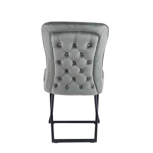 Lot de 4 chaises GABRIELLE Métal noir Velours Capitonné