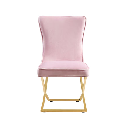 CHAISE GABRIELLE GOLD VELOURS ROSE PALE