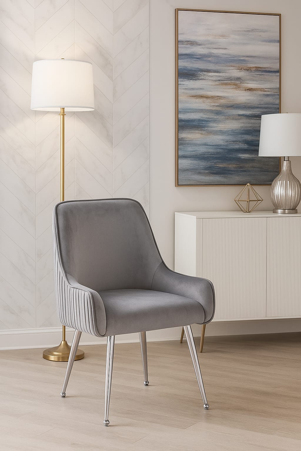 CHAISE LUXURY CHROME VELOURS ANTHRACITE