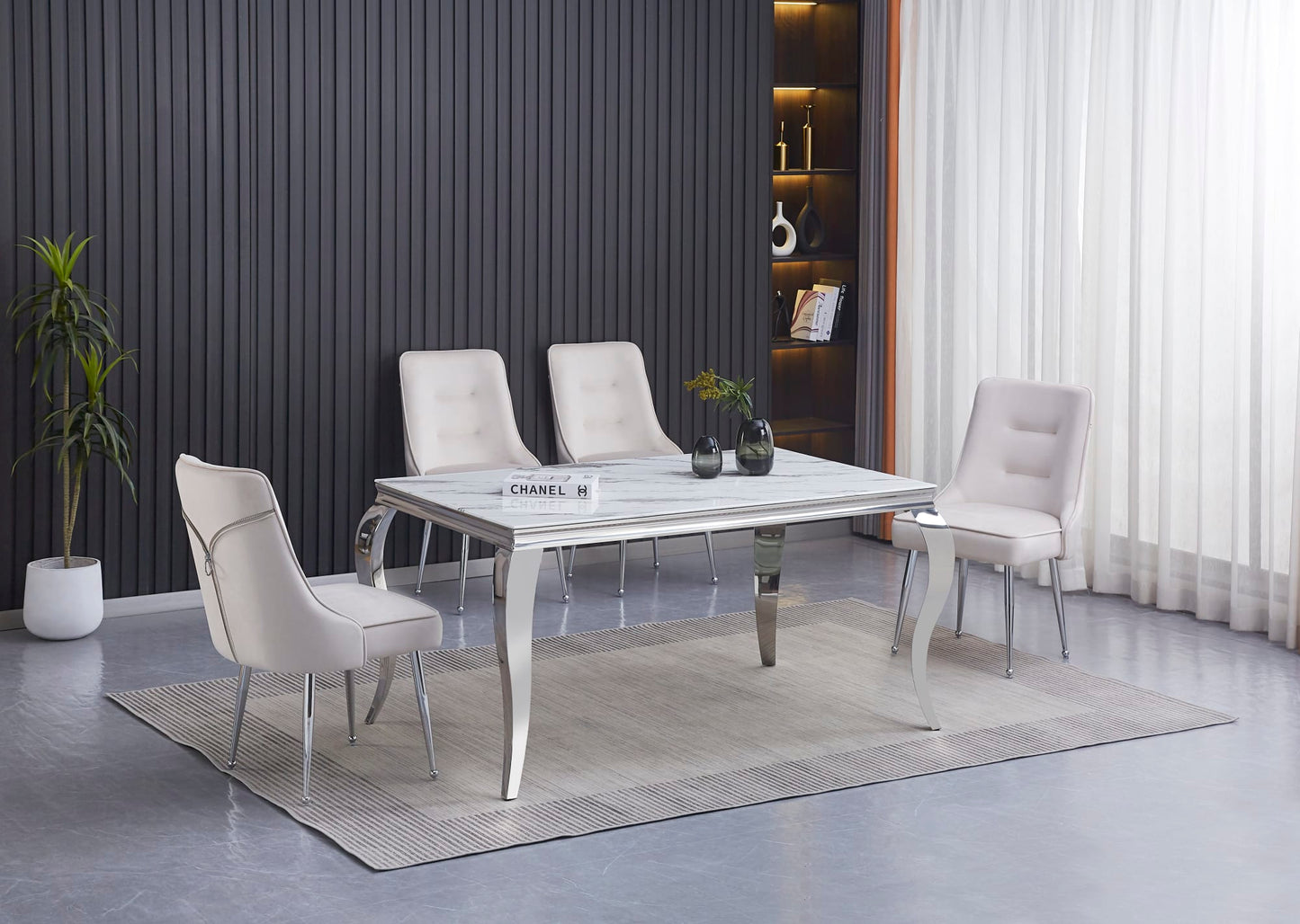 CHAISE ZIP CHROME VELOURS BEIGE