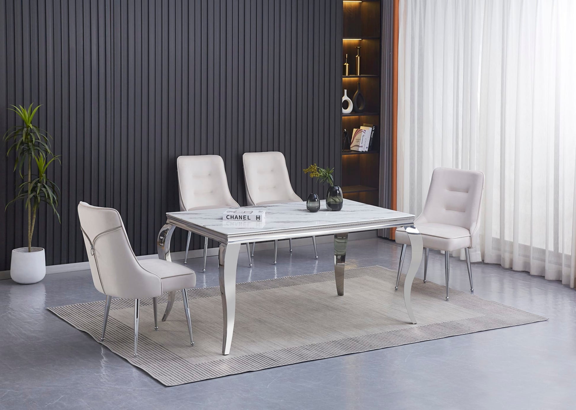 CHAISE ZIP CHROME VELOURS BEIGE