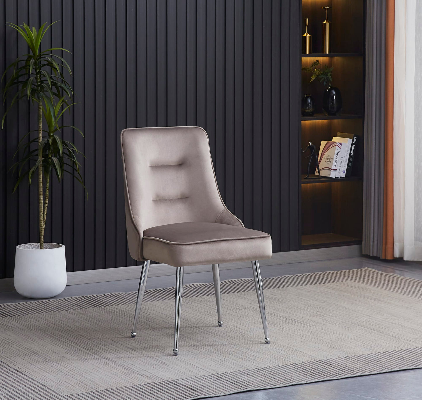 CHAISE ZIP CHROME VELOURS MOKA