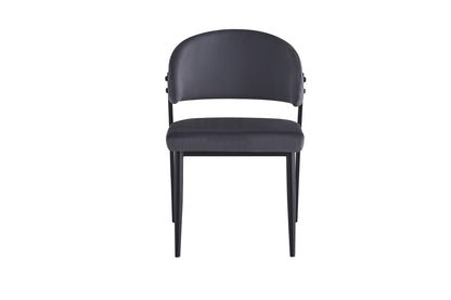 CHAISE LAMIA PIEDS METAL NOIR TISSU VELOURS ANTHRACITE