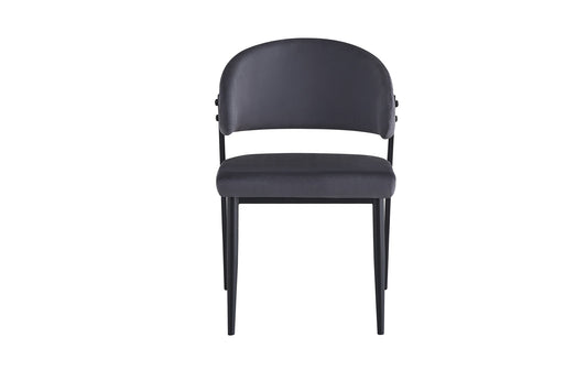 CHAISE LAMIA PIEDS METAL NOIR TISSU VELOURS ANTHRACITE