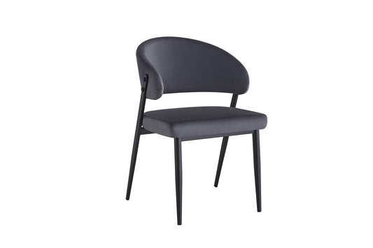 CHAISE LAMIA PIEDS METAL NOIR TISSU VELOURS ANTHRACITE
